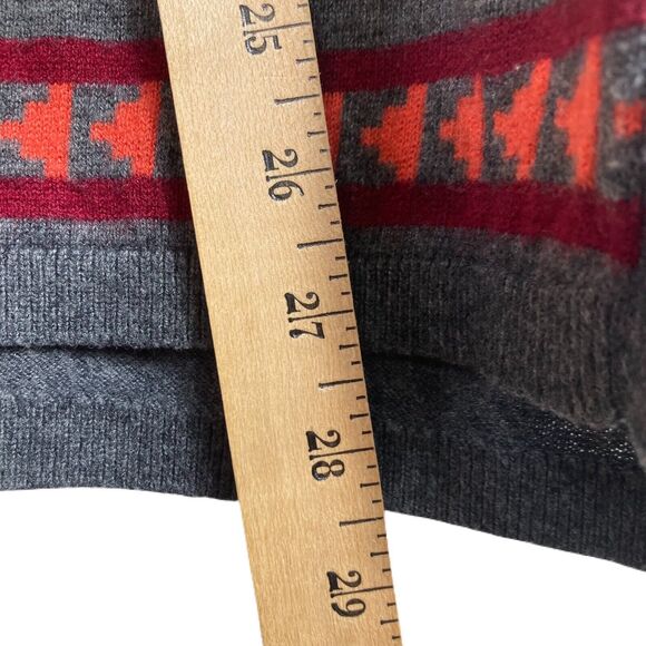 Talbots Nordic Fair Isle Lambswool Sweater Women L Wool Blend Gray Pink High-Low - Picture 12 of 15